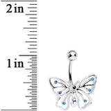 Aqua Gem Summer Solstice Hollow Wing Butterfly Belly Ring