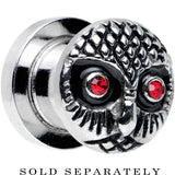 0G Red Gem Eyes Stainless Steel Thoughtful Owl Screw Fit Plug