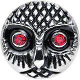 0G Red Gem Eyes Stainless Steel Thoughtful Owl Screw Fit Plug