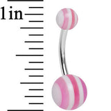 Acrylic Full of Sweetness Pink Striped Belly Ring
