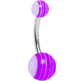 Acrylic Deep Ultra Violet Striped Belly Ring
