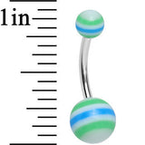 Acrylic Planetary Striped Green and Blue Belly Ring