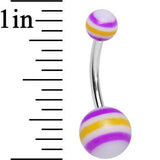 Acrylic Pink and Yellow Tranquil Sunset Striped Belly Ring