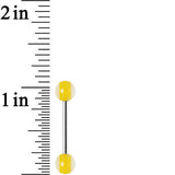 14G Acrylic Ideal Sunny Yellow Stripe Straight Barbell Tongue Ring