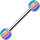 18G Acrylic Pastel Rainbow Stripe Straight Barbell Eyebrow Ring