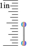 18G Acrylic Pastel Rainbow Stripe Straight Barbell Eyebrow Ring