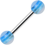 18G Acrylic Frosty Blue Stripe Straight Barbell Eyebrow Ring