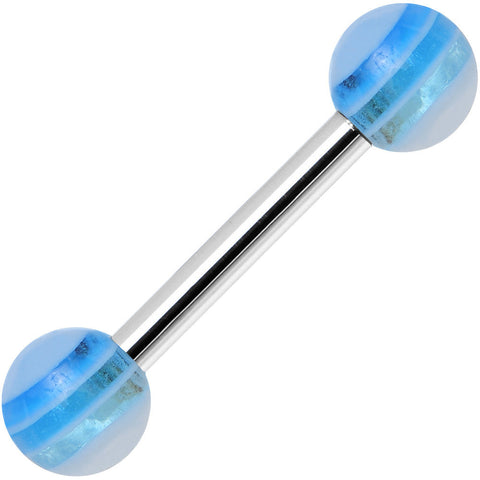 18G Acrylic Frosty Blue Stripe Straight Barbell Eyebrow Ring