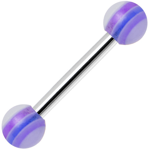 18G Acrylic Plum Purple Stripe Straight Barbell Eyebrow Ring