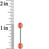 14G Acrylic Sunny Tones Striped Straight Barbell Tongue Ring