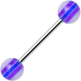 14G Acrylic Purple Deepness Stripe Straight Barbell Tongue Ring