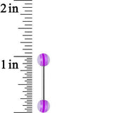 14G Acrylic Hot Pink Romance Stripe Straight Barbell Tongue Ring