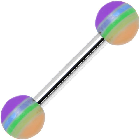 18G Acrylic Faded Rainbow Stripe Straight Barbell Eyebrow Ring