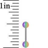 18G Acrylic Faded Rainbow Stripe Straight Barbell Eyebrow Ring