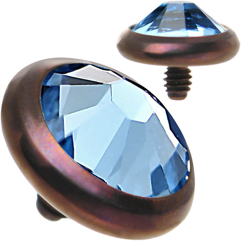 14G 5mm Aqua Gem Bronze Anodized Titanium Dermal Top