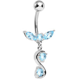 Aqua Cubic Zirconia Flight to Infinity Dangle Belly Ring