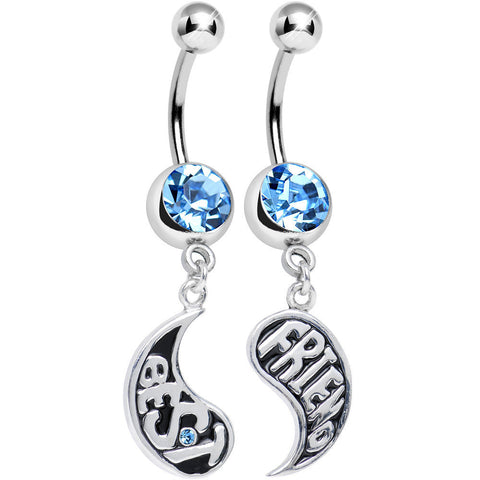 Aqua Gem Rainy Day Best Friend Raindrop Dangle Belly Ring Set