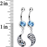 Aqua Gem Rainy Day Best Friend Raindrop Dangle Belly Ring Set