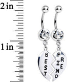 Clear Gem Best Friend Dedicated Heart Dangle Belly Ring Set
