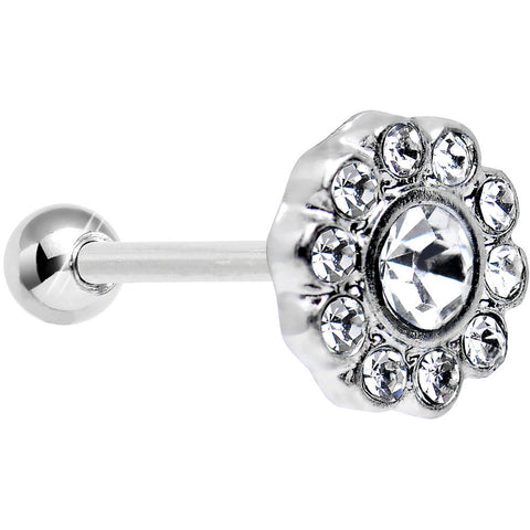 18G Clear CZ Sparkling Flower Cartilage Tragus Earring