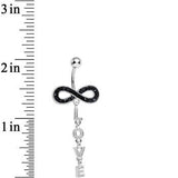 Black Cubic Zirconia Love Sparkles to Infinity Dangle Belly Ring
