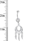 Clear Double CZ Lost in Dreamland Dreamcatcher Dangle Belly Ring