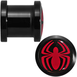00G Licensed Red Spider-Man Logo Acrylic Screw Fit Plugs Set