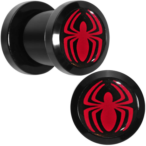 0G Licensed Red Spider-Man Logo Acrylic Screw Fit Plugs Set