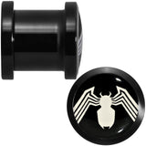 00G Licensed White Spider-Man Logo Black PVD Screw Fit Plugs Set