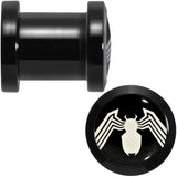 0G Licensed White Spider-Man Logo Black PVD Screw Fit Plugs Set