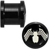 7/16 Licensed White Spider-Man Logo Black PVD Screw Fit Plugs Set