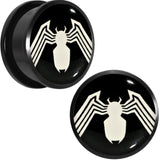 7/8 Licensed White Spider-Man Logo Black PVD Screw Fit Plugs Set