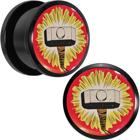 5/8 Licensed Thor Hammer Logo Acrylic Screw Fit Plugs Set