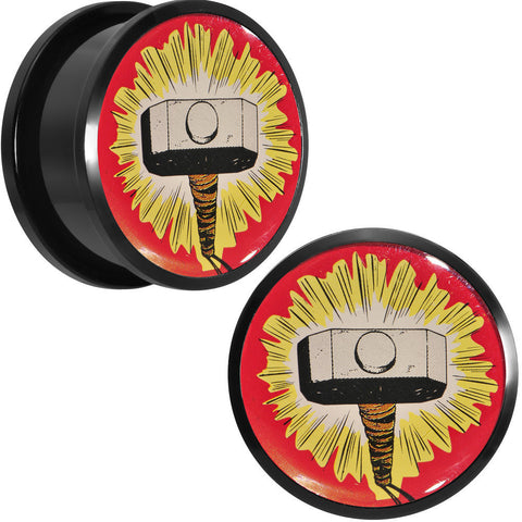 7/8 Licensed Thor Hammer Logo Acrylic Screw Fit Plugs Set