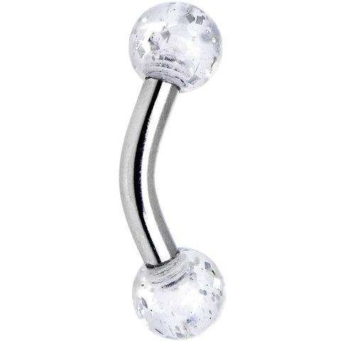 14G 1/4 Acrylic Clear Glitter Cartilage Rook Curved Barbell