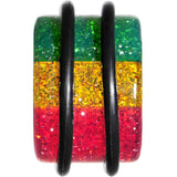 18mm Green Red Yellow Acrylic Rasta Glitter Single Flare Plug