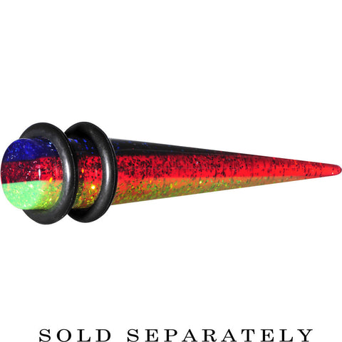 0G Green Red Blue Acrylic Vibrant Glitter Taper
