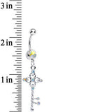 Aurora Gem Sparkling Twisted Key Dangle Belly Ring