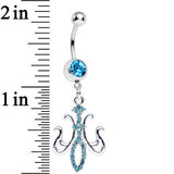 Aqua Gem Magnifique Fleur de Lis Dangle Belly Ring