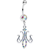 Aurora Gem Magnifique Fleur de Lis Dangle Belly Ring