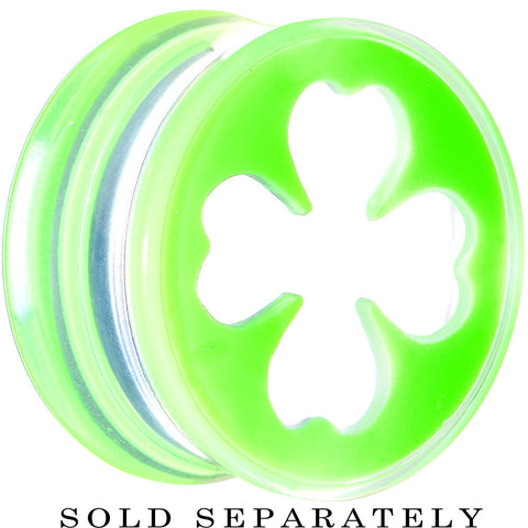 20mm Clear Green Acrylic Lucky Clover Saddle Plug