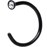 20G 5/16 Clear Gem Black Anodized Titanium Nose Hoop