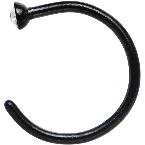 20G 5/16 Clear Gem Black Anodized Titanium Nose Hoop