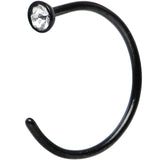 20G 3/8 Clear Gem Black Anodized Titanium Nose Hoop
