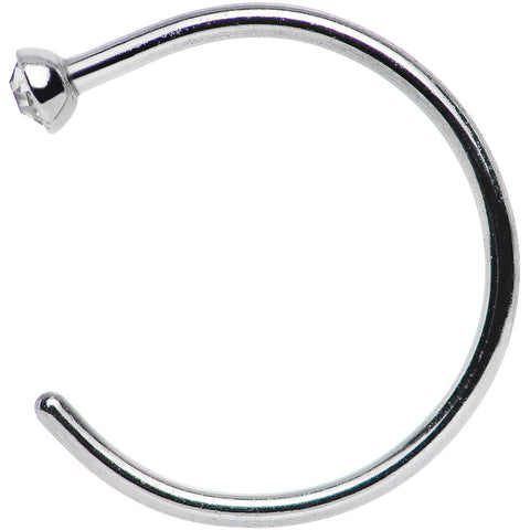 20G 3/8 Clear Gem Stainless Steel Nose Hoop