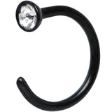 20G 1/4 Clear Gem Black Anodized Titanium Nose Hoop