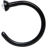20G 1/4 Clear Gem Black Anodized Titanium Nose Hoop