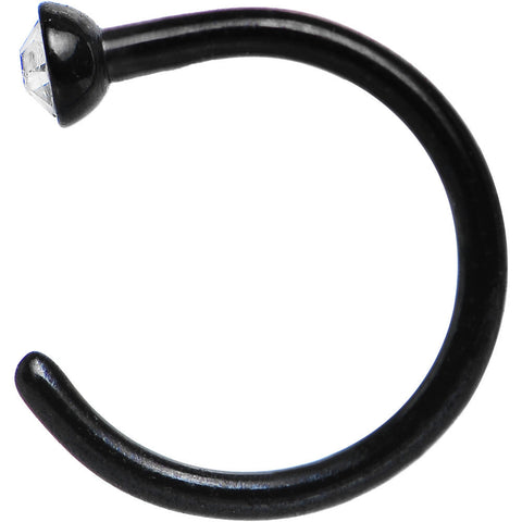20G 1/4 Clear Gem Black Anodized Titanium Nose Hoop