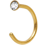 20G 1/4 Clear Gem Gold Anodized Titanium Nose Hoop
