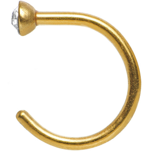 20G 1/4 Clear Gem Gold Anodized Titanium Nose Hoop
